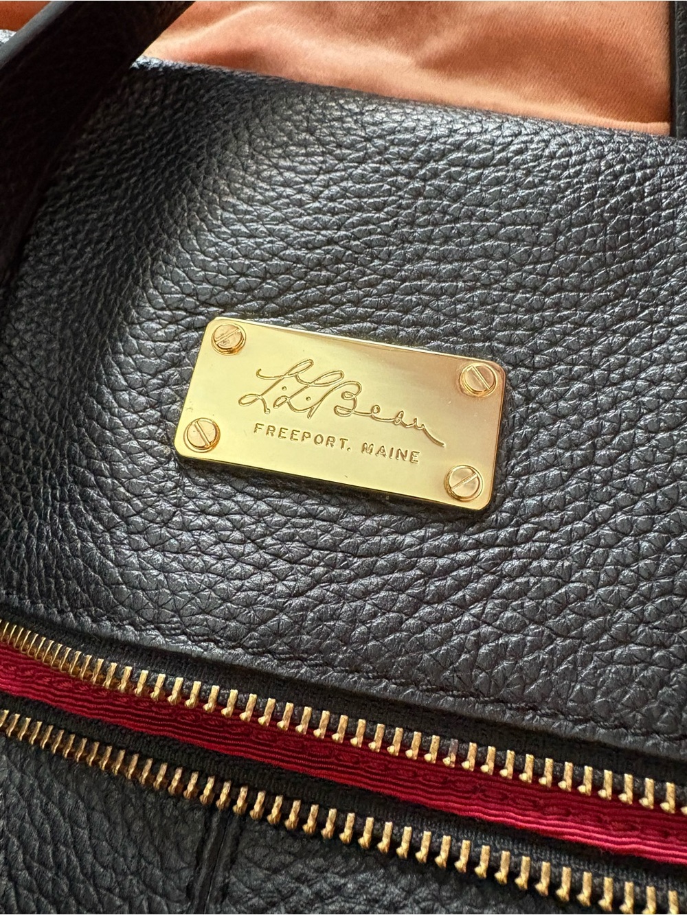 L.L. Bean Black Pebble Leather Shoulder Tote with Gold Plate - Picture 16 of 16
